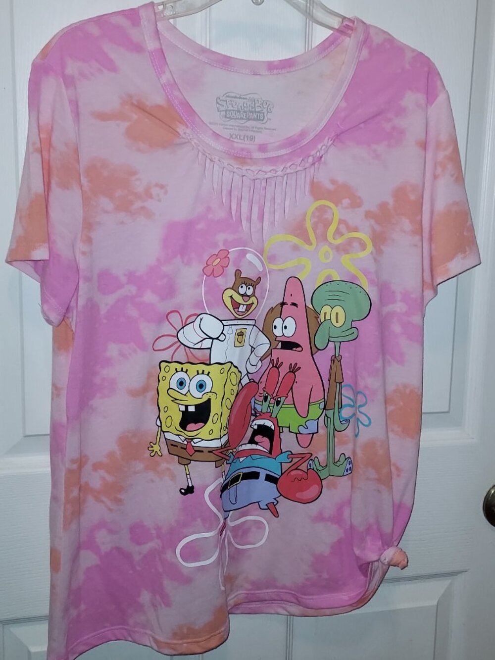 SPONGEBOB Tie-Dye SHIRT Pink Orange SQUAREPANTS Junior XXL (19)
